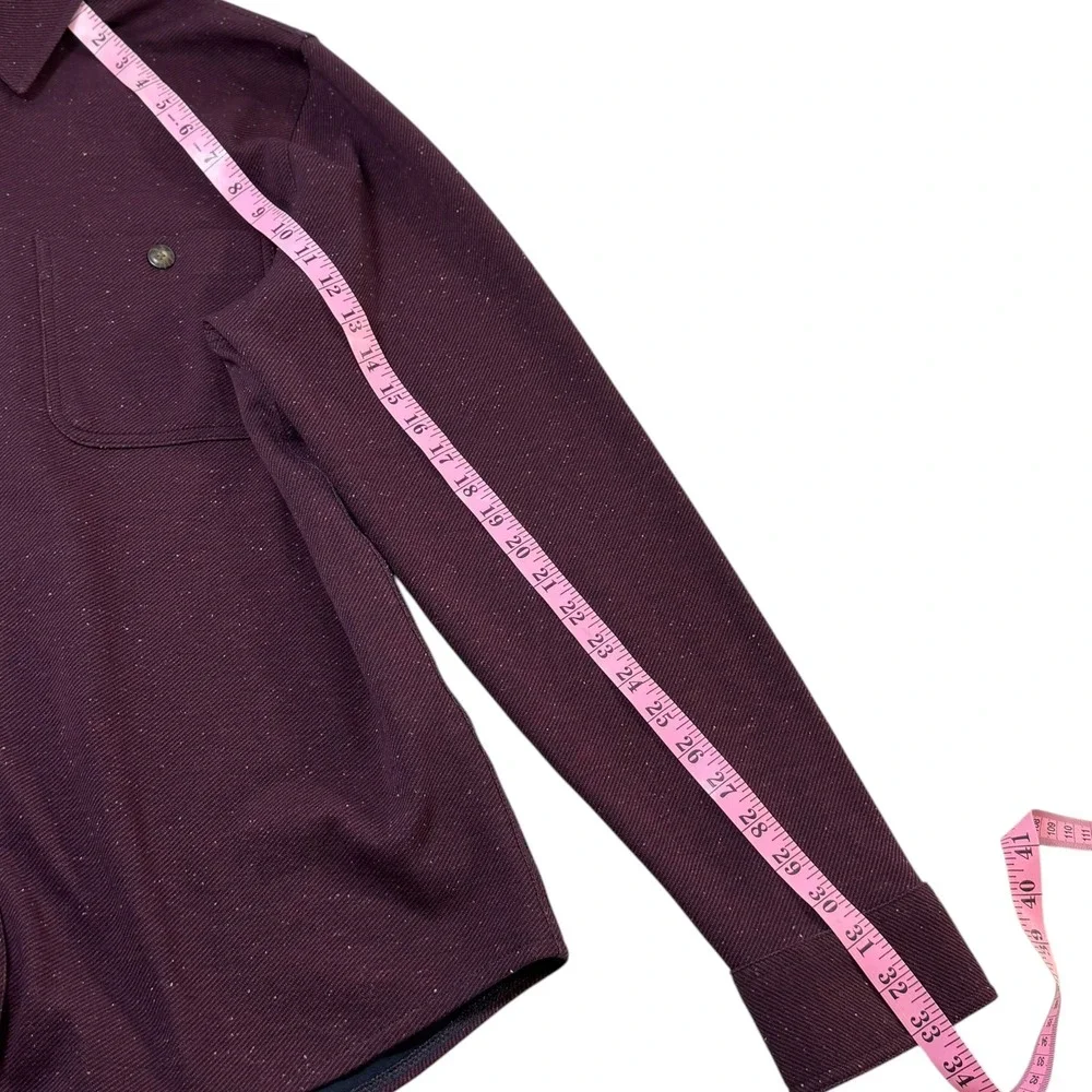 Marine Layer Mens XL Pacifica Stretch Twill Overshirt Burgundy Speckled Textured - Picture 7 of 13